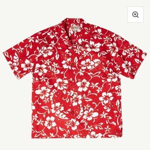 Hilo Hattie Men’s Classic Red Hibiscus Aloha Cotton Shirt Size XL